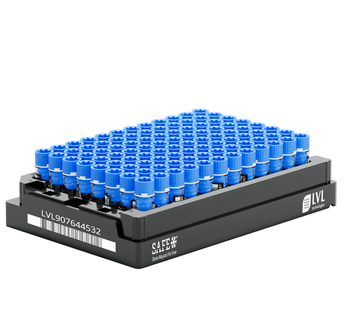 SAFE® MI 500 Microliter / 0,5 ml Rack mit verschlossenen 2D Tubes und Schraubdeckeln mit Innengewinde