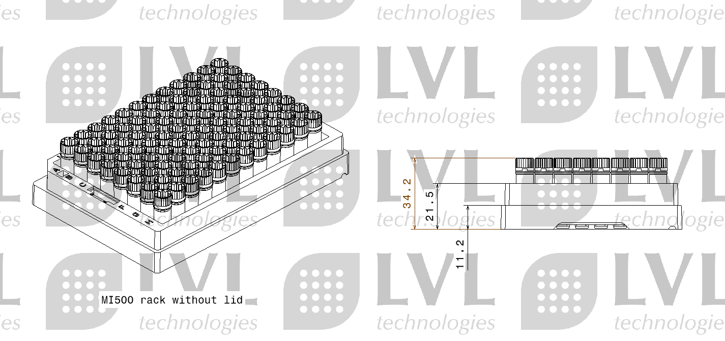 MI500 rack with tubes without lid