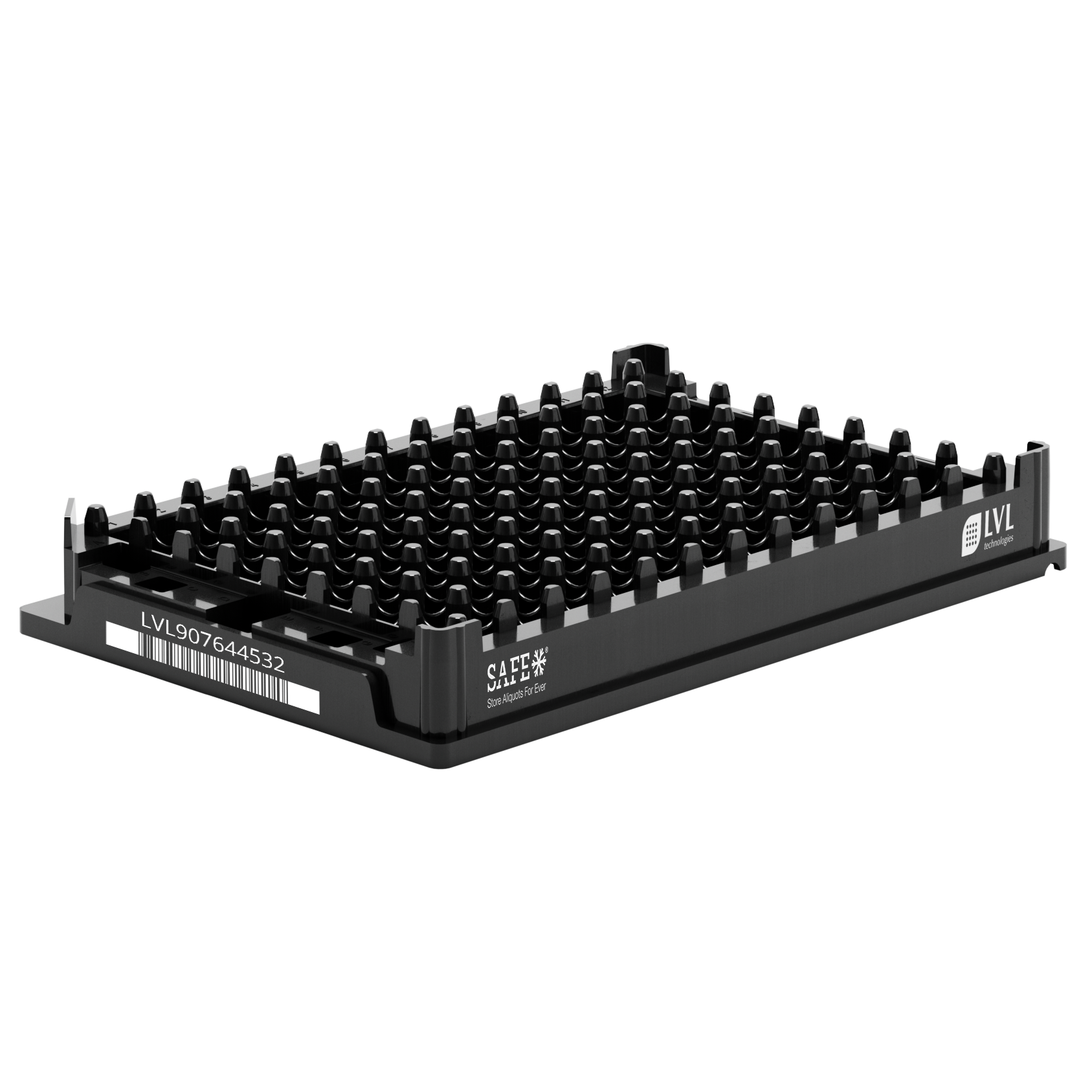 LVL SAFE® SX 300 Microliter / 0,3 ml Leerrack im standardisierten 96-Well-SBS-Format für 2D Tubes mit Außengewinde