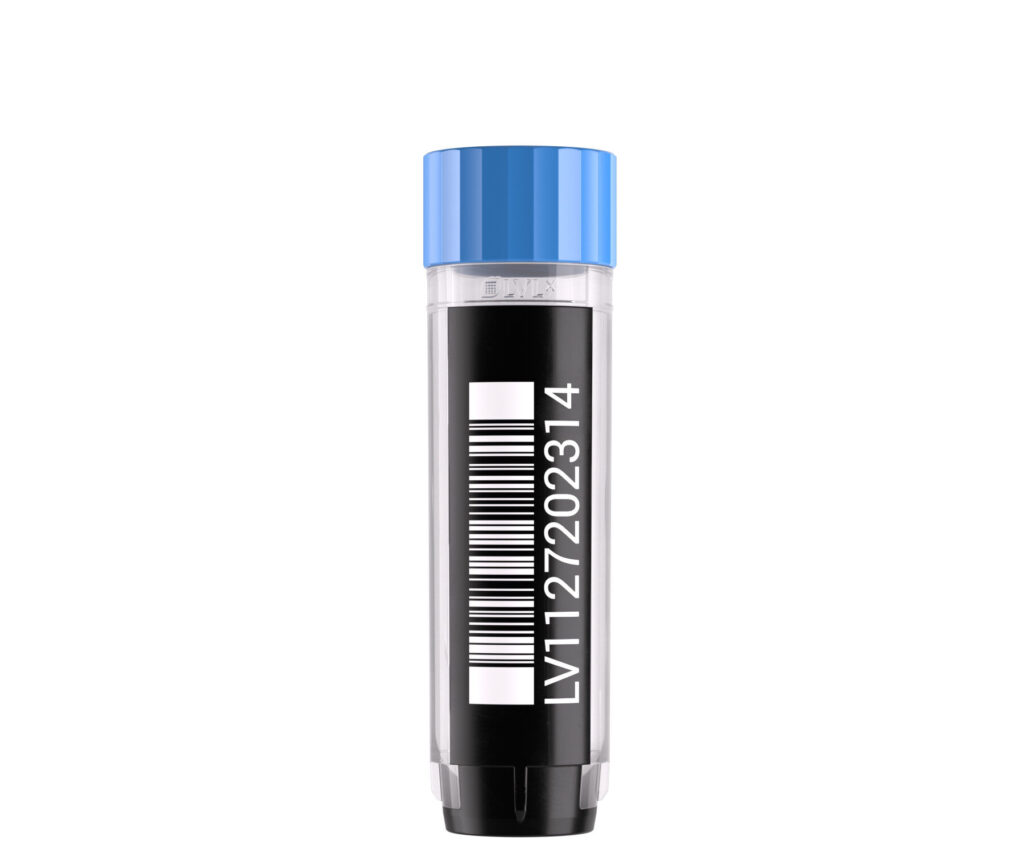2D-Tube LVL SAFE® XLX 2000 Microliter / 2 ml mit blauem Screw Cap, 2D-Code und Human-Readable Beschriftung