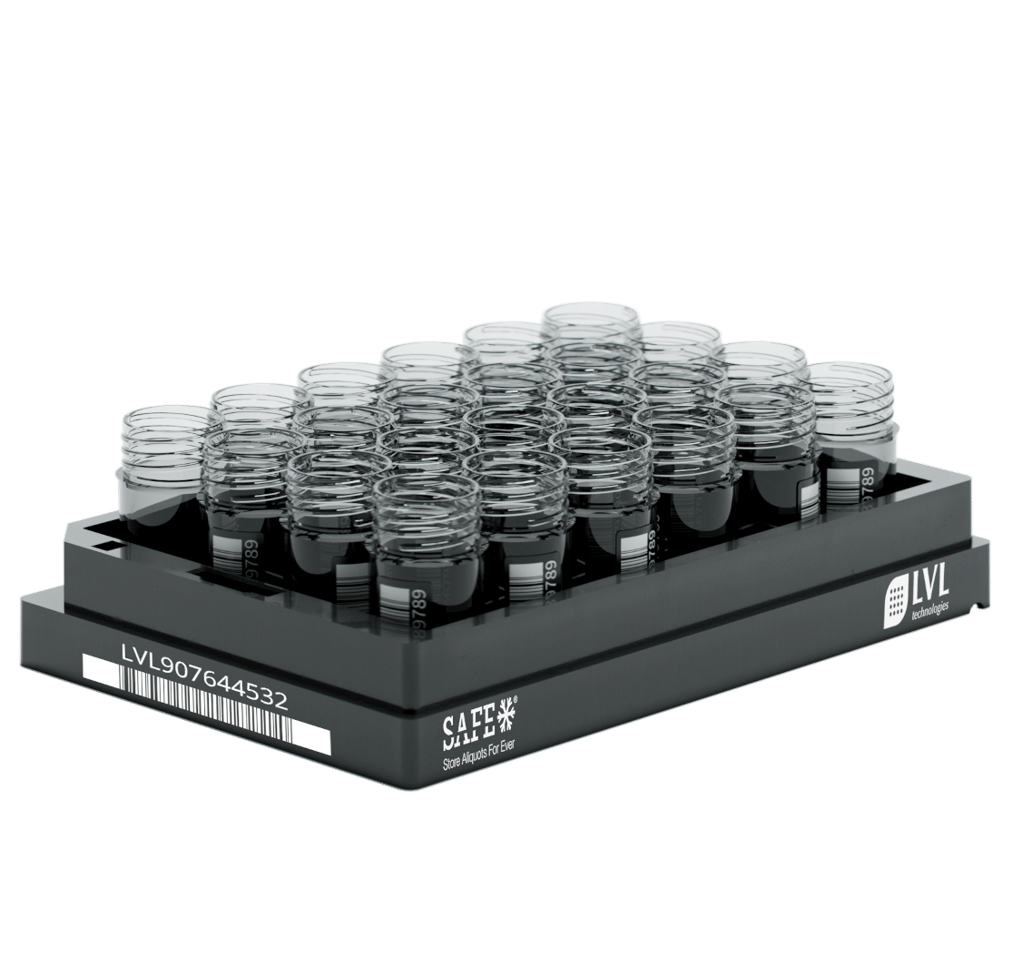 SAFE® XXLX 4000 Microliter / 4 ml Rack mit offenen 2D Tubes im 24er SBS-Format