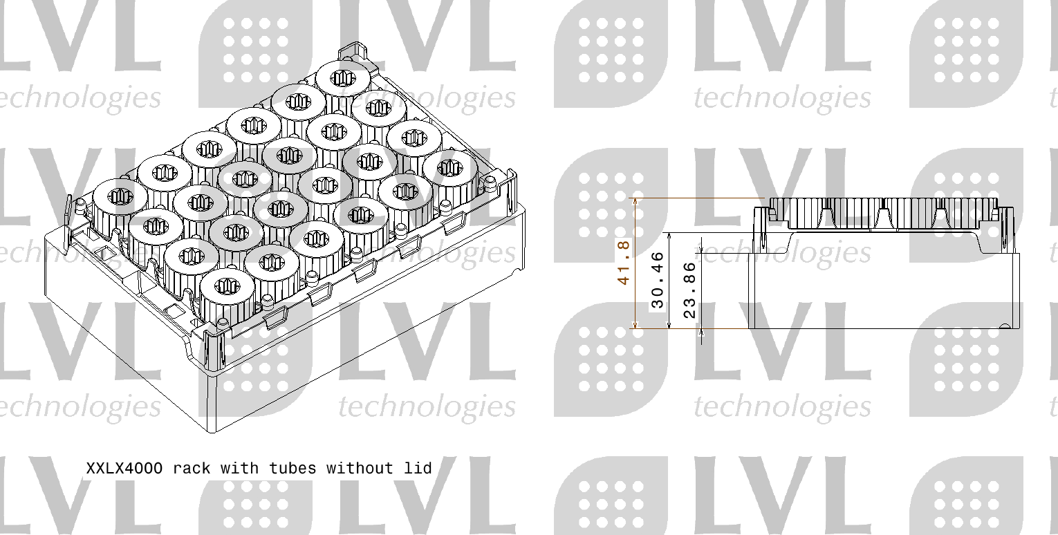XXLX4000 rack with tubes without lid