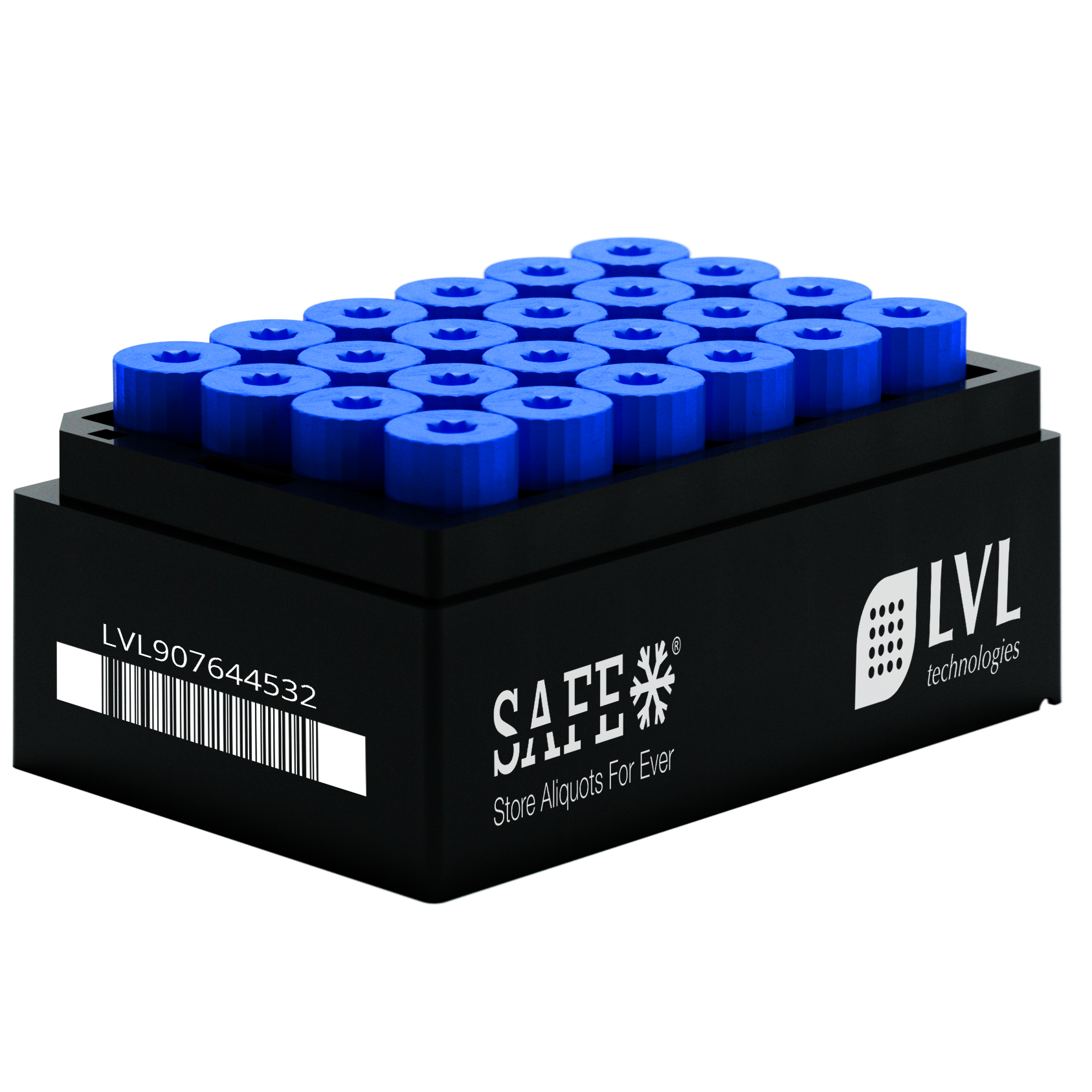 LVL SAFE® XXLX 6000 rack designed for high capacity and space efficient storage of 2D coded sample tubes supporting laboratory automation biobanking applications and secure long term storage in ultra low temperature freezers and laboratory environments