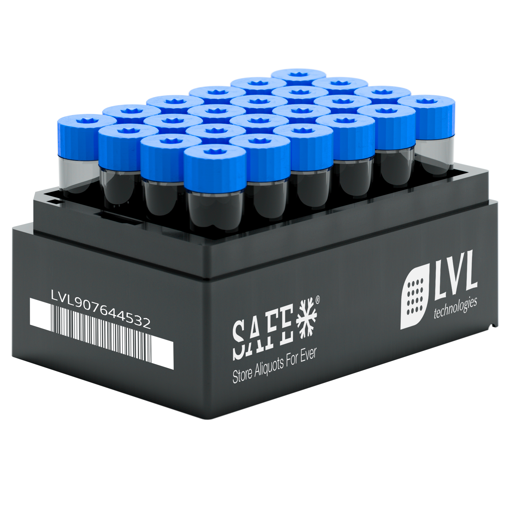 XXLX 8000 Rack Version 2 als hochwertiges Racksystem zur strukturierten und platzsparenden Lagerung von SAFE® Probenröhrchen in Laboren Biobanking Anwendungen und Ultratiefkühlschränken zur effizienten Probenorganisation und sicheren Langzeitlagerung