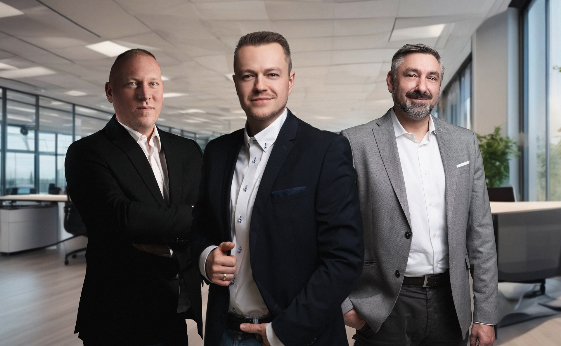 Vertriebsteam von LVL technologies in den Büroräumen des Unternehmens